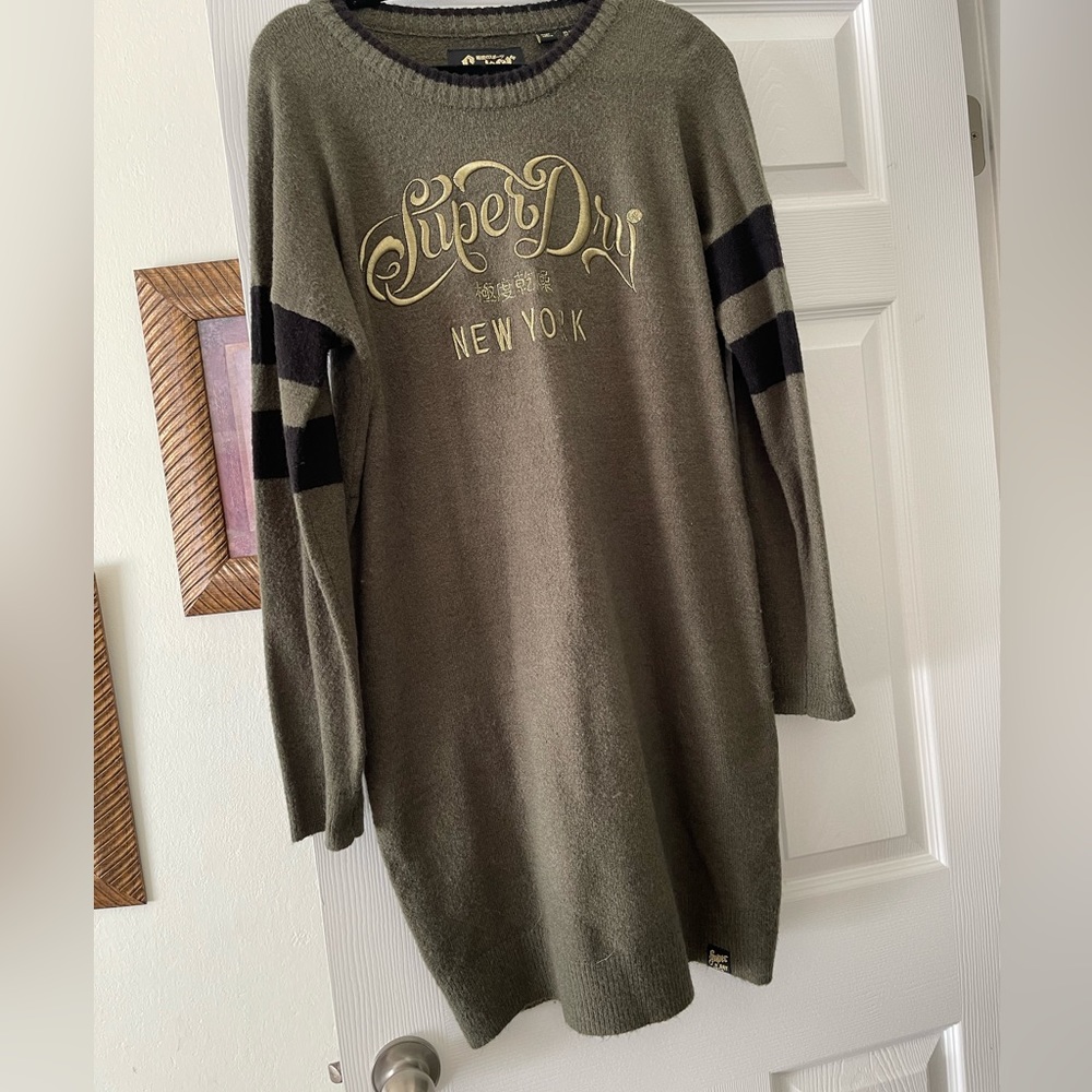 Superdry khaki green long sleeve dress. Size US 10